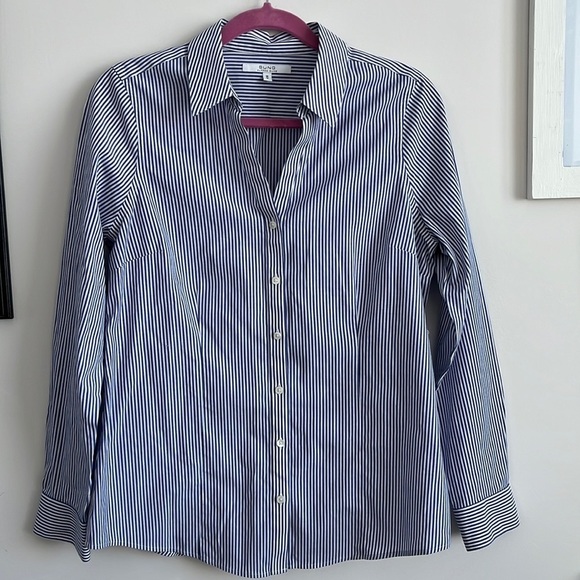 ALFRED SUNG STRIPES LONG SLEEVE V NECK WOMEN TOPS SIZE M - Picture 2 of 11